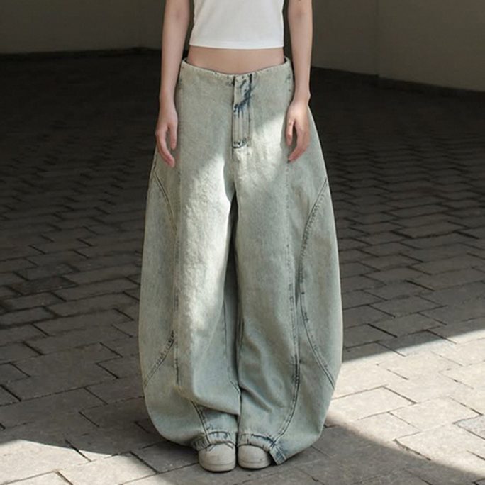Loose Pocket Jeans Pants in Pants
