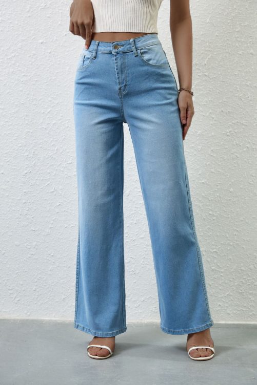 Retro Stretch High Waist Denim Pants in Pants