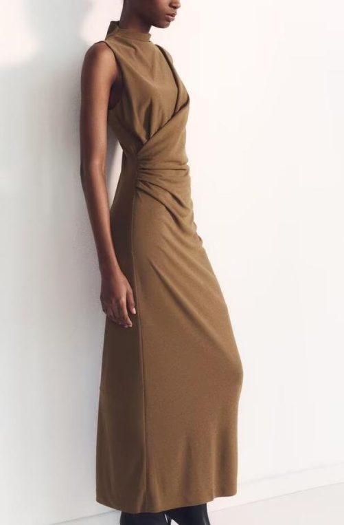 Elegant Pleated Decoration Slim Sheath Dress in Dresses