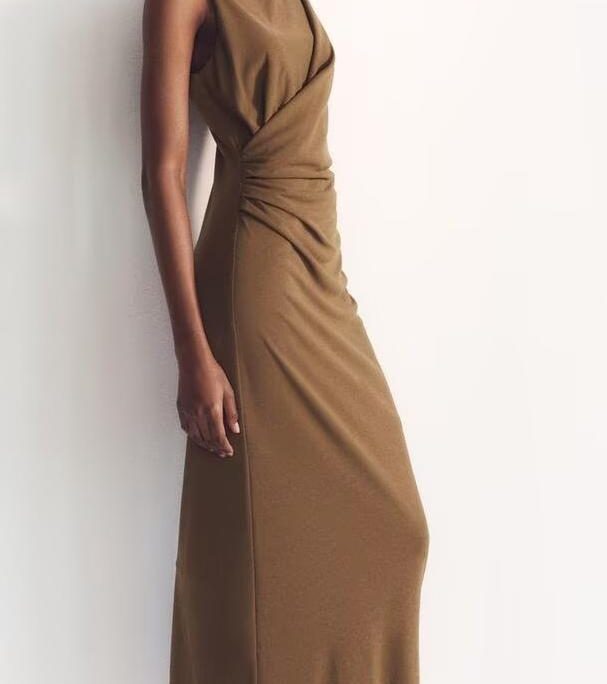 Elegant Pleated Decoration Slim Sheath Dress in Dresses