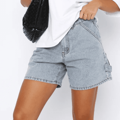 Street Hipster Washed Denim Straight Leg Shorts in Shorts
