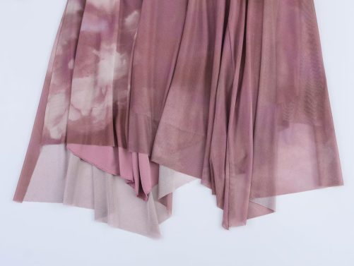 Round Neck Sleeveless Pleated Decoration Silk Net Dress in Dresses