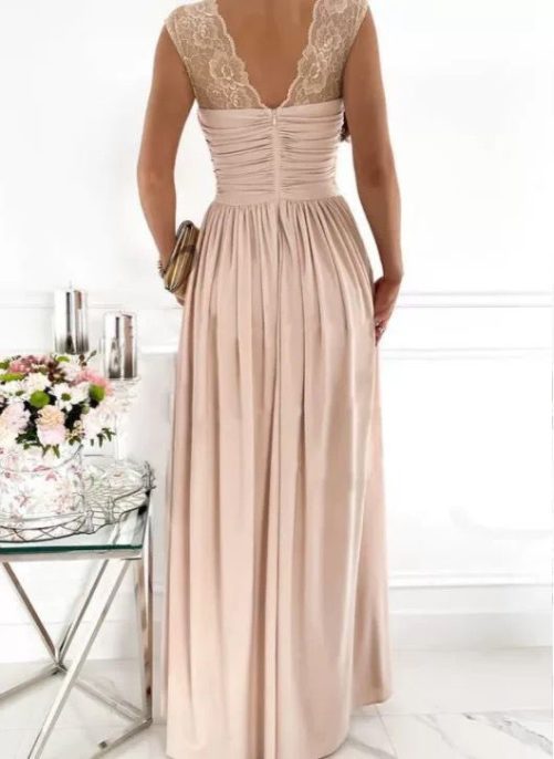 Sleeveless Backless Wide Hem Split Dress in Dresses