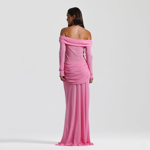 Twisted Chiffon Off Shoulder Maxi Dress in Dresses