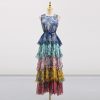 Halter Sleeveless Bohemian Retro Ruffled Dress in Dresses