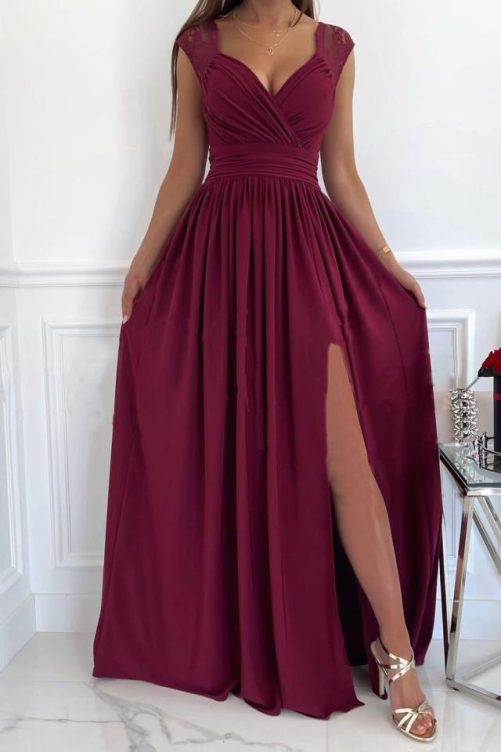 Sleeveless Backless Wide Hem Split Dress in Dresses