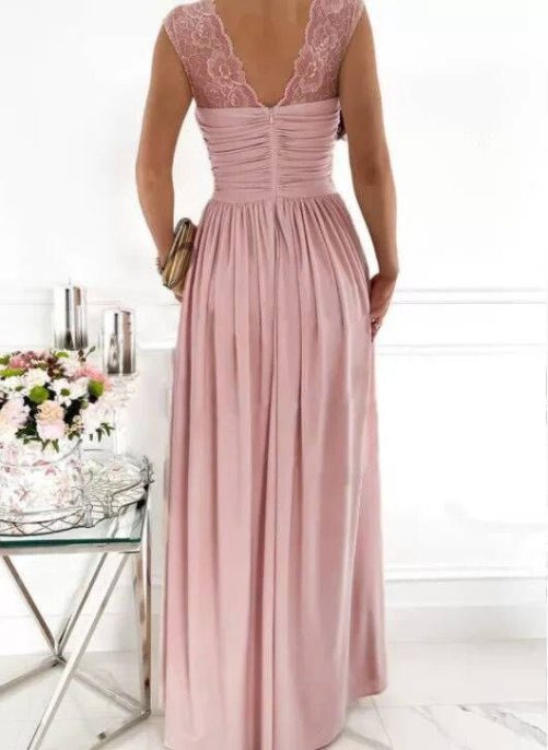 Sleeveless Backless Wide Hem Split Dress in Dresses