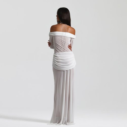 Twisted Chiffon Off Shoulder Maxi Dress in Dresses