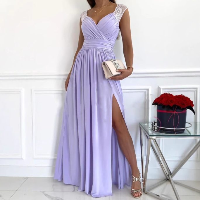 Sleeveless Backless Wide Hem Split Dress in Dresses