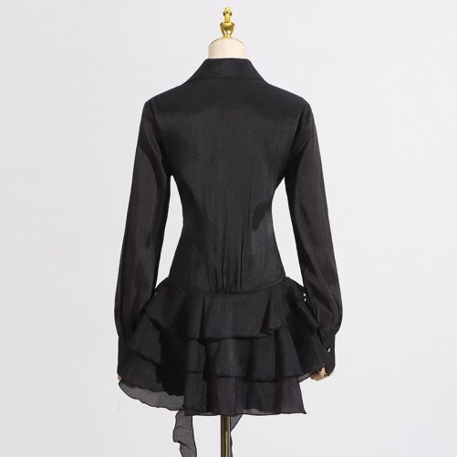 Sexy V Neck Stitching Floral Ruffled Ribbon Dress in Dresses