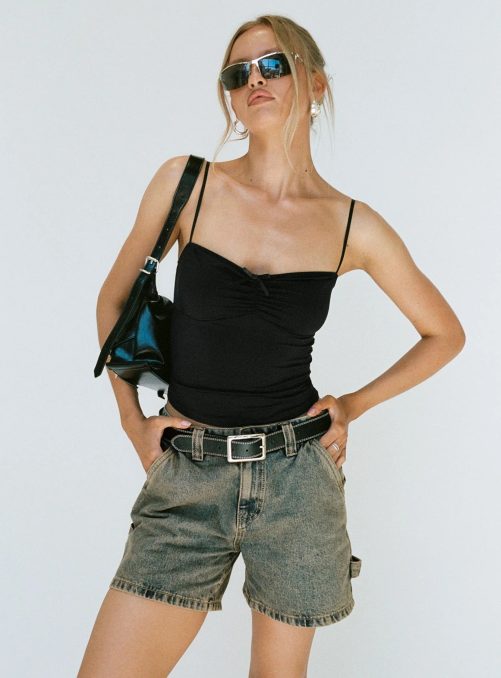 Street Hipster Washed Denim Straight Leg Shorts in Shorts