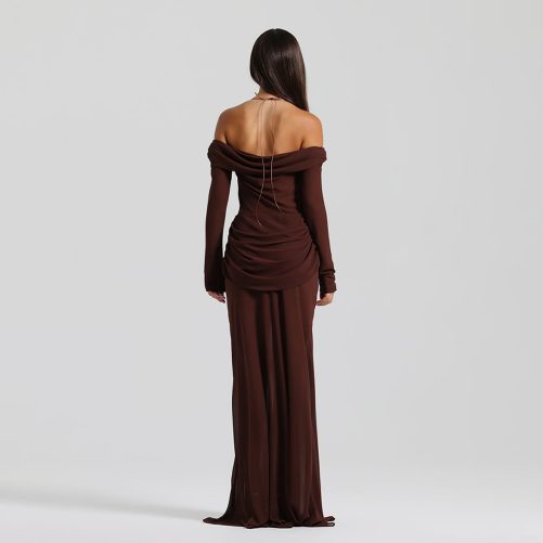 Twisted Chiffon Off Shoulder Maxi Dress in Dresses