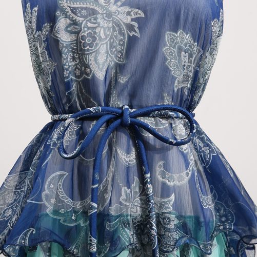 Halter Sleeveless Bohemian Retro Ruffled Dress in Dresses