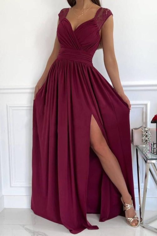 Sleeveless Backless Wide Hem Split Dress in Dresses