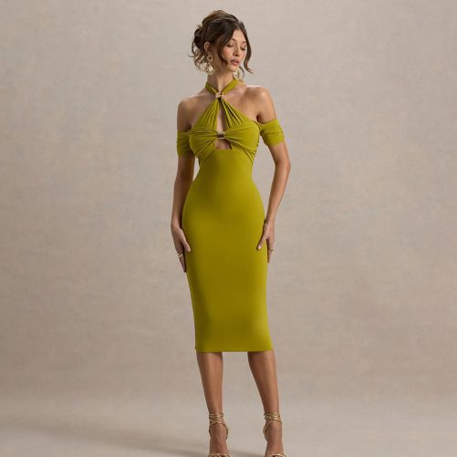 Elegant Halter Backless Sheath Dress in Dresses