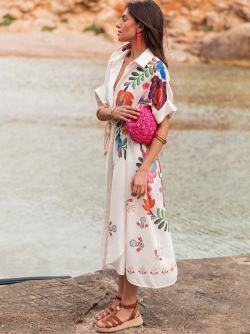 Printing Loose Beach Dress in Dresses