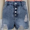 Slimming One Breasted Denim With Hole Shorts in Shorts