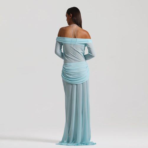Twisted Chiffon Off Shoulder Maxi Dress in Dresses