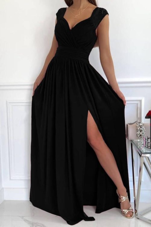 Sleeveless Backless Wide Hem Split Dress in Dresses
