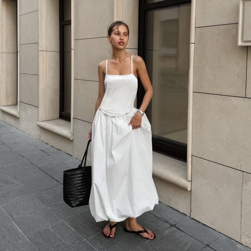 Strap Backless White Dress in Dresses