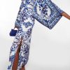 Blue White Porcelain Printed Loose Dress in Dresses