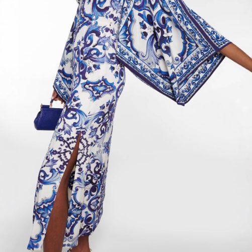 Blue White Porcelain Printed Loose Dress in Dresses