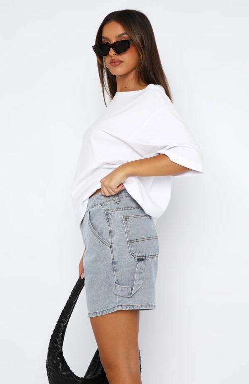 Street Hipster Washed Denim Straight Leg Shorts in Shorts