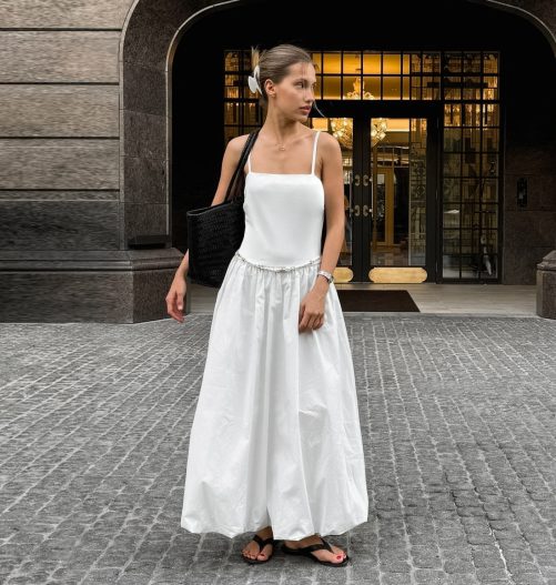 Strap Backless White Dress in Dresses