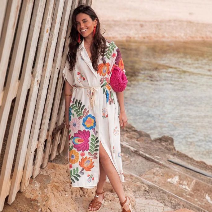 Printing Loose Beach Dress in Dresses