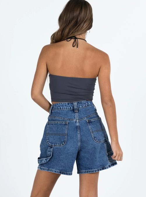 Street Hipster Washed Denim Straight Leg Shorts in Shorts