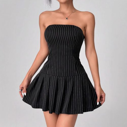 Sexy Pleated A Line Hip Dress in Dresses