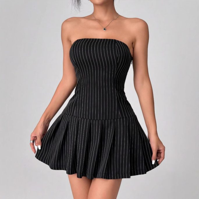 Sexy Pleated A Line Hip Dress in Dresses