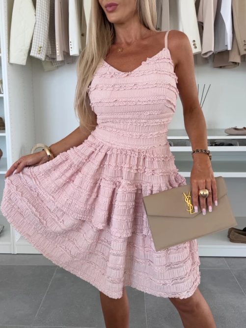 Sexy Ruffles Sling Lace Dress in Dresses