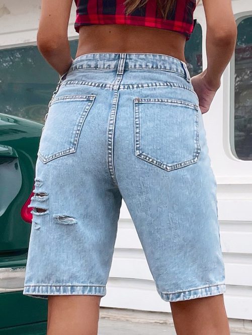 High Waist Slimming Loose Chain Straight Shorts in Shorts