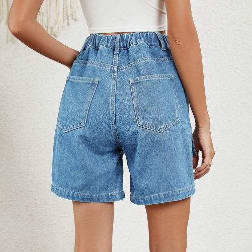Washed Elastic Waist Denim Shorts in Shorts