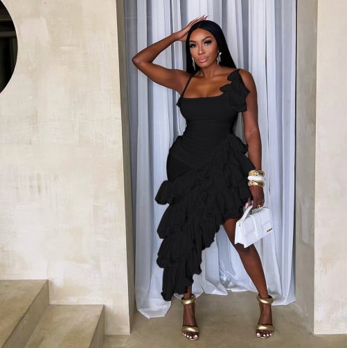 Irregular Asymmetric Ruffled Sexy Dress in Dresses