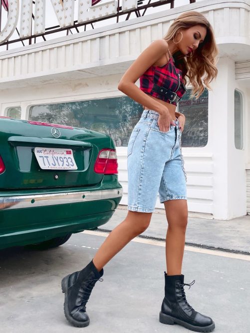 High Waist Slimming Loose Chain Straight Shorts in Shorts