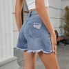Slimming One Breasted Denim With Hole Shorts in Shorts
