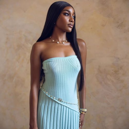 Tube Top Split Long Wool Dress in Dresses