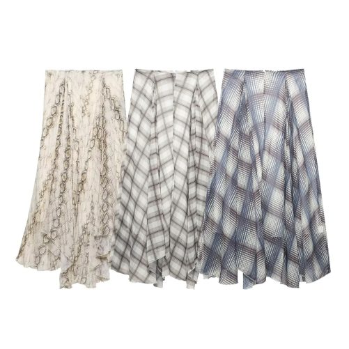 Snake Print Wide Swing Midi Skirt in Skirts
