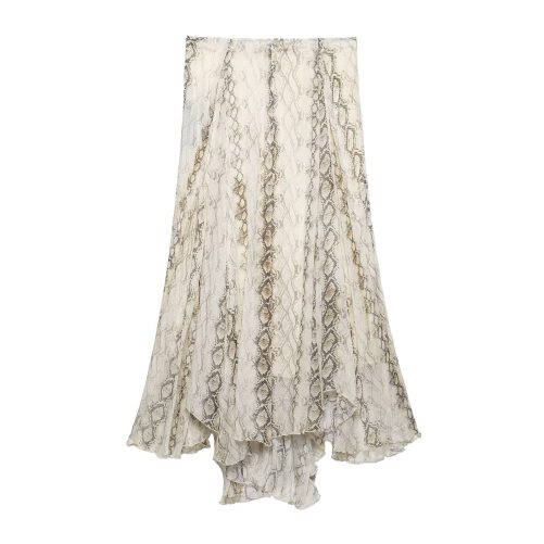 Snake Print Wide Swing Midi Skirt in Skirts