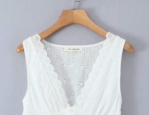 Sexy V Neck Lace Embroidered Dress in Dresses