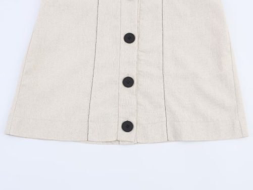 Single Breasted Linen Blended Mini Dress in Dresses