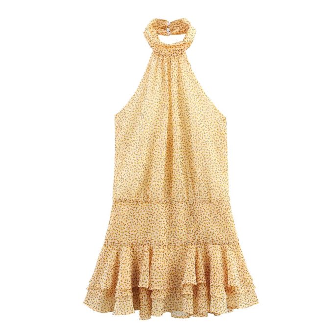 Sexy Hanging Collar Printing Dress in Dresses