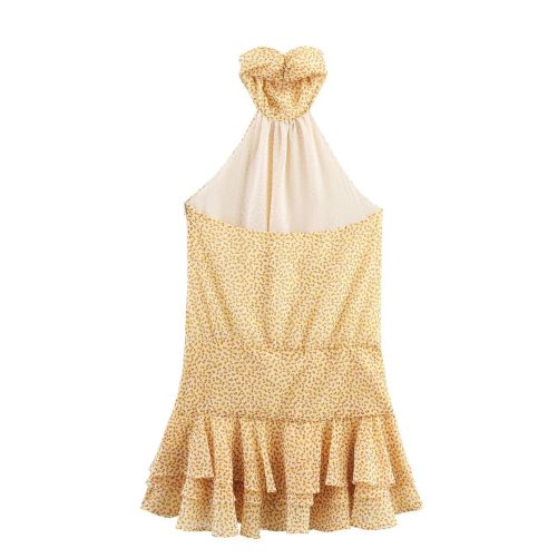 Sexy Hanging Collar Printing Dress in Dresses