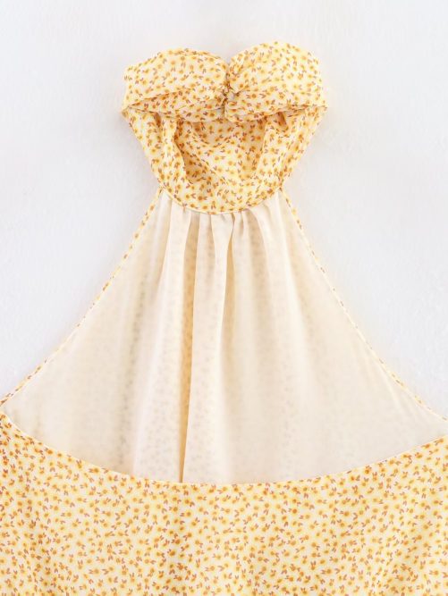 Sexy Hanging Collar Printing Dress in Dresses
