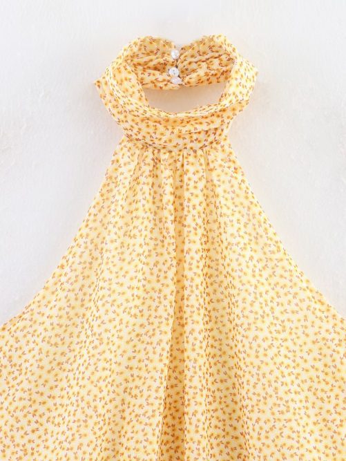 Sexy Hanging Collar Printing Dress in Dresses