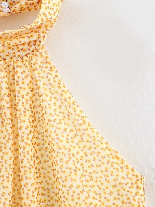 Sexy Hanging Collar Printing Dress in Dresses