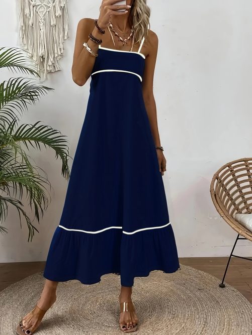 Sweet Solid Color Self Tie Dress in Dresses