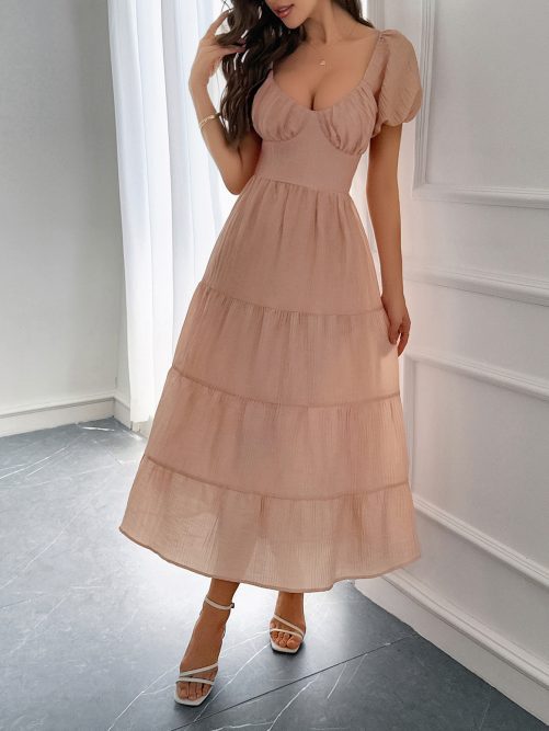 White Puff Sleeve Maxi Dress in Dresses